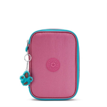 Kipling 100 Pens Metallic Pencil Case Pink | AU3195TPQ