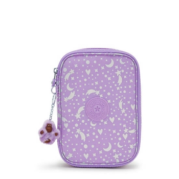 Kipling 100 Pens Printed Case Pouches Purple | AU8463FAZ