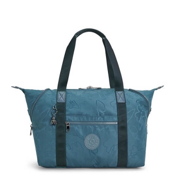 Kipling Art Medium Iconic Tote Bags Navy Grey | AU7615LPO