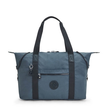 Kipling Art Medium Iconic Tote Bags Navy Grey | AU7846LBD