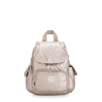 Kipling City Pack Mini Metallic Backpacks Beige | AU6135YPV