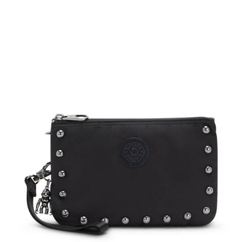 Kipling Creativity Extra Large Metallic Wristlet Pouches Black | AU7293DNA