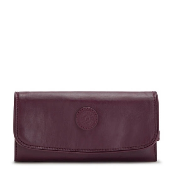 Kipling Money Land Metallic Snap Wallets Burgundy | AU2061BSV