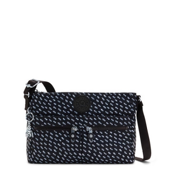 Kipling New Angie Printed Crossbody Bags Black | AU6382JEN