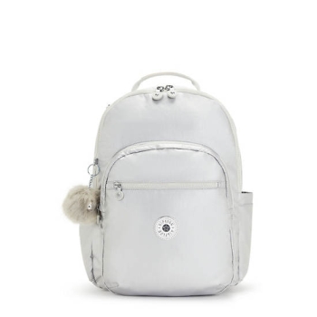 Kipling Seoul Large Metallic 15" Laptop Backpacks White | AU6257LPI