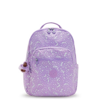 Kipling Seoul Large Printed 15" Laptop Backpacks Purple | AU8430QWK