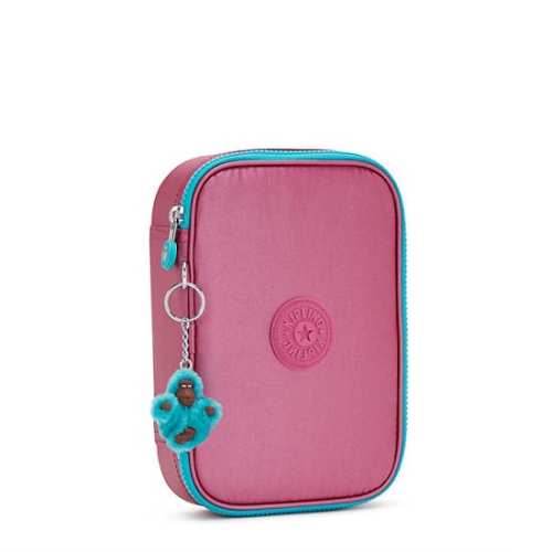 Kipling 100 Pens Metallic Pencil Case Pink | AU3195TPQ