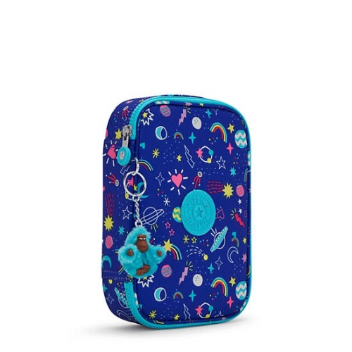 Kipling 100 Pens Printed Pencil Case Blue | AU5620UOK