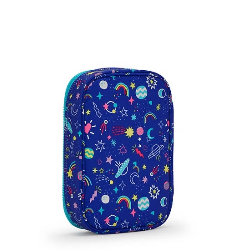 Kipling 100 Pens Printed Pencil Case Blue | AU5620UOK