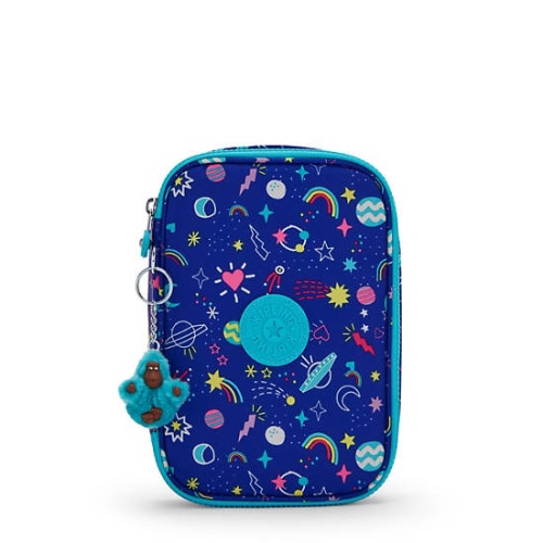 Kipling 100 Pens Printed Pencil Case Blue | AU5620UOK