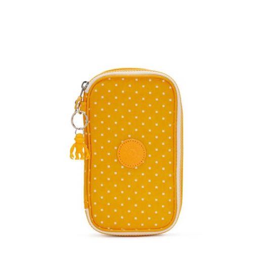 Kipling 50 Pens Printed Pencil Case Yellow | AU1430OER