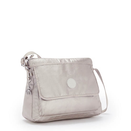 Kipling Aisling Metallic Crossbody Bags Silver | AU5179NVZ