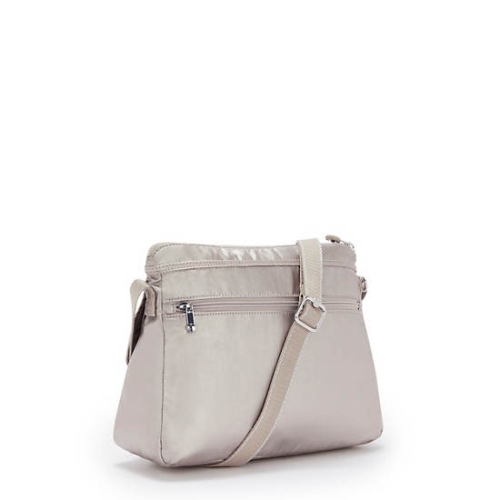 Kipling Aisling Metallic Crossbody Bags Silver | AU5179NVZ