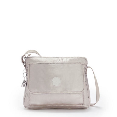 Kipling Aisling Metallic Crossbody Bags Silver | AU5179NVZ