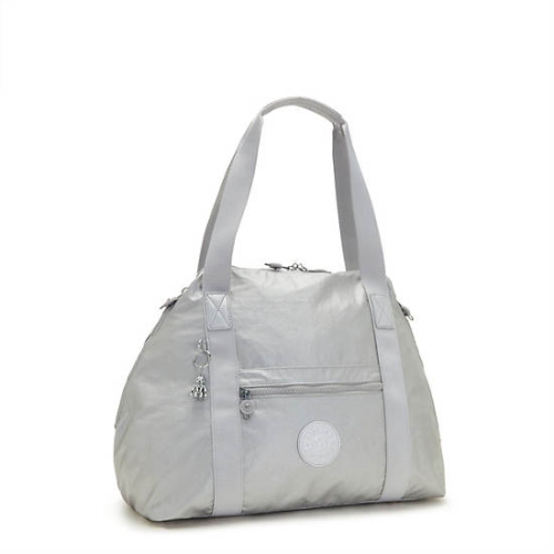 Kipling Art Medium Metallic Tote Bags Silver | AU9517QSE