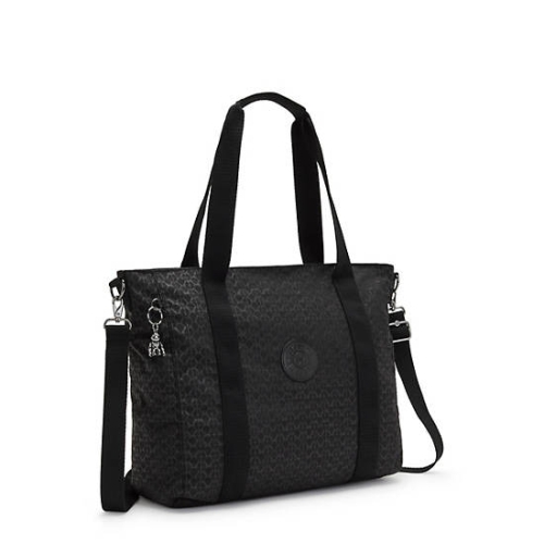 Kipling Asseni Classic Printed Tote Bags Black | AU4985WKG