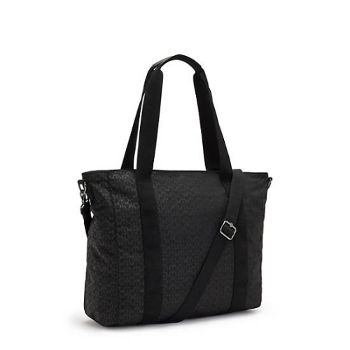 Kipling Asseni Classic Printed Tote Bags Black | AU4985WKG