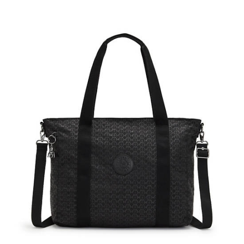 Kipling Asseni Classic Printed Tote Bags Black | AU4985WKG