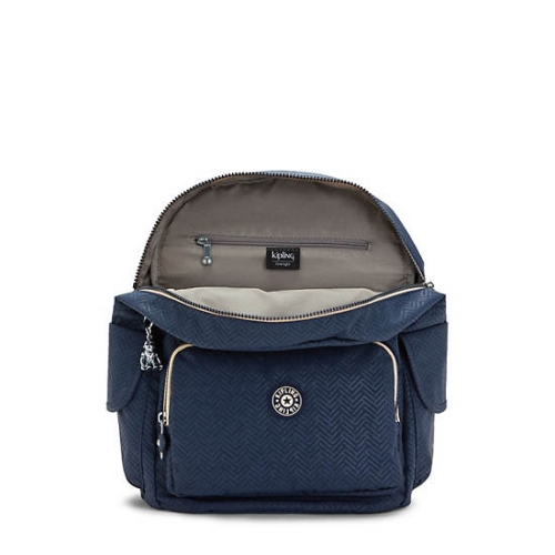 Kipling City Pack Medium Printed Backpacks Blue | AU5283KIE