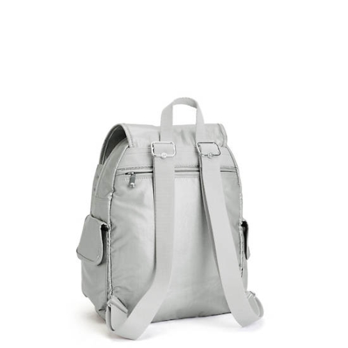 Kipling City Pack Small Metallic Backpacks Silver | AU2730ZAS