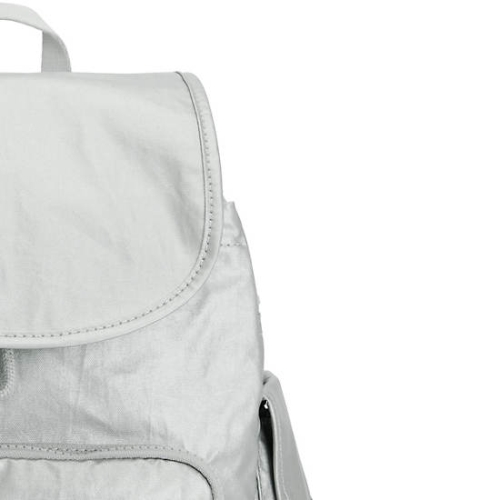 Kipling City Pack Small Metallic Backpacks Silver | AU2730ZAS