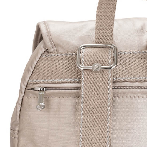 Kipling City Pack Small Metallic Backpacks Beige | AU5673AKE