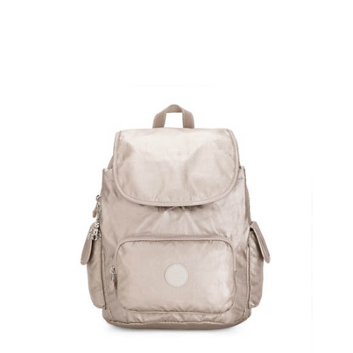 Kipling City Pack Small Metallic Backpacks Beige | AU5673AKE