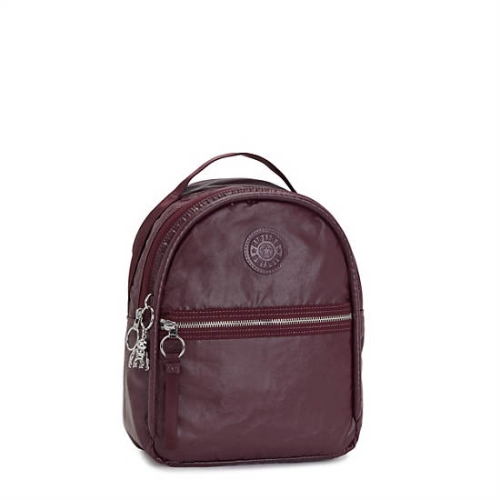 Kipling Kae Classic Metallic Backpacks Burgundy | AU6854YVP