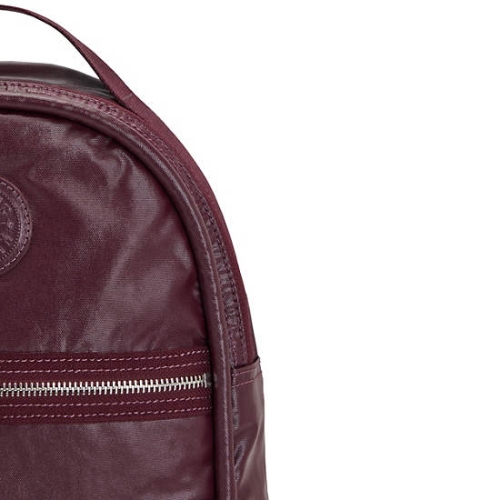 Kipling Kae Classic Metallic Backpacks Burgundy | AU6854YVP