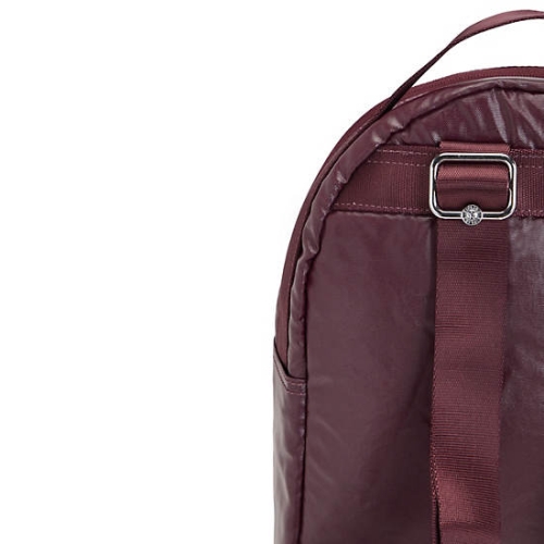 Kipling Kae Classic Metallic Backpacks Burgundy | AU6854YVP