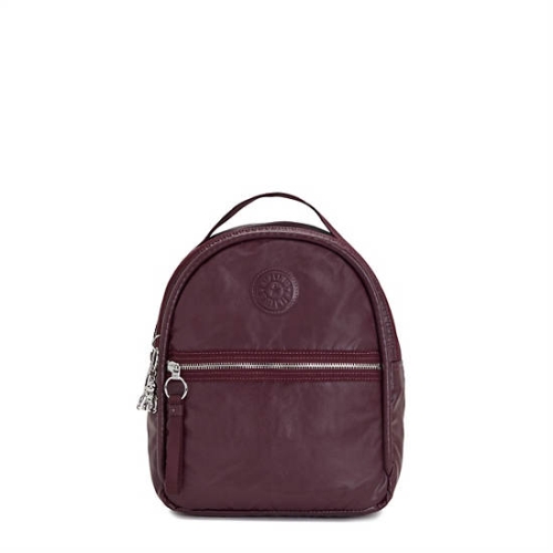 Kipling Kae Classic Metallic Backpacks Burgundy | AU6854YVP