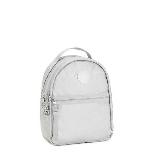 Kipling Kae Classic Metallic Backpacks Silver | AU0578BRY