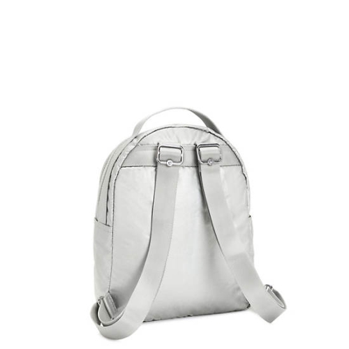 Kipling Kae Classic Metallic Backpacks Silver | AU0578BRY