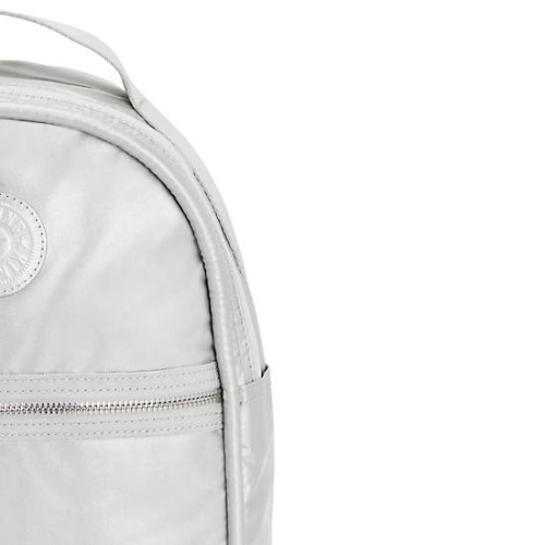 Kipling Kae Classic Metallic Backpacks Silver | AU0578BRY