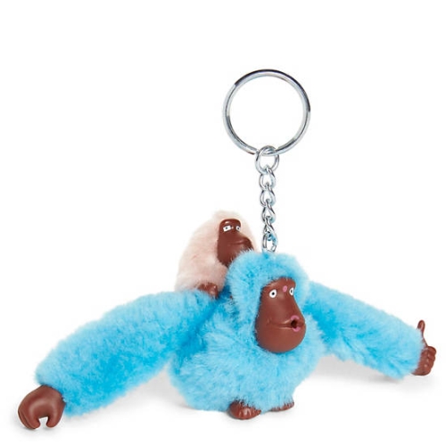 Kipling Mom And Baby Classic Monkey Keychains Blue | AU9852QHN