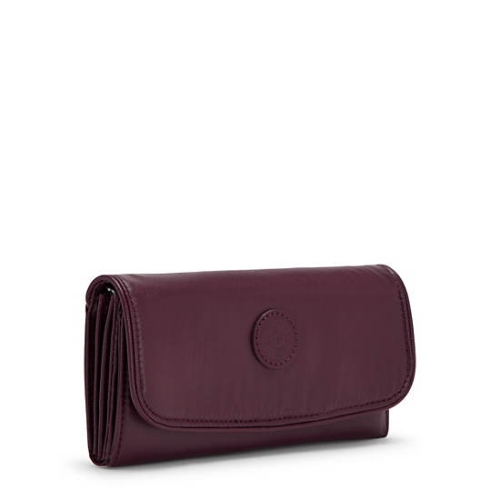 Kipling Money Land Metallic Snap Wallets Burgundy | AU2061BSV