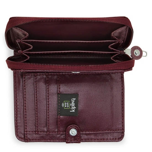 Kipling Money Love Metallic Small Wallets Burgundy | AU6973DWC