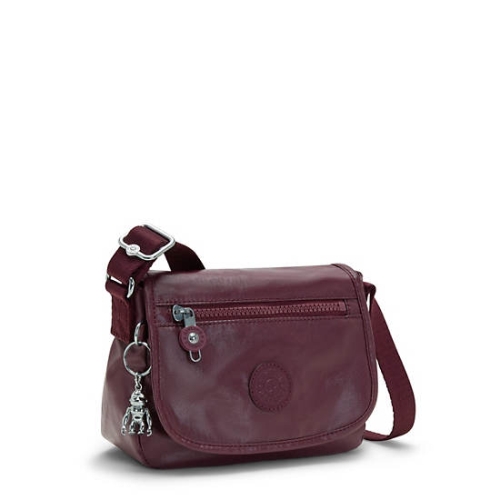 Kipling Sabian Metallic Crossbody Mini Bags Burgundy | AU2739KWB