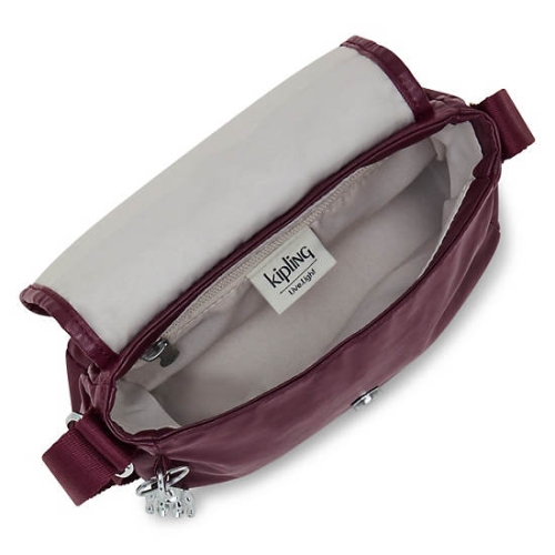 Kipling Sabian Metallic Crossbody Mini Bags Burgundy | AU2739KWB