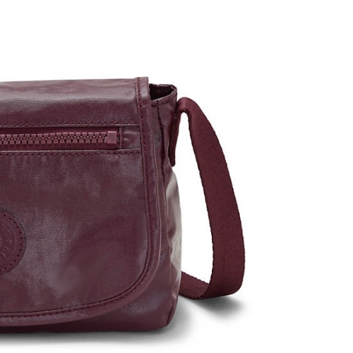 Kipling Sabian Metallic Crossbody Mini Bags Burgundy | AU2739KWB