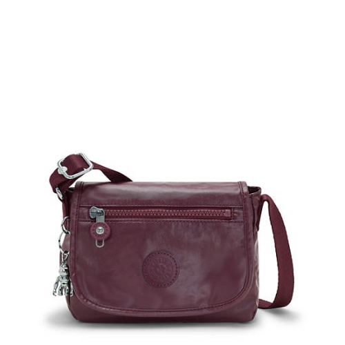 Kipling Sabian Metallic Crossbody Mini Bags Burgundy | AU2739KWB