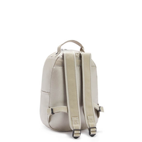 Kipling Seoul Small Metallic Tablet Backpacks Beige | AU2564LMP